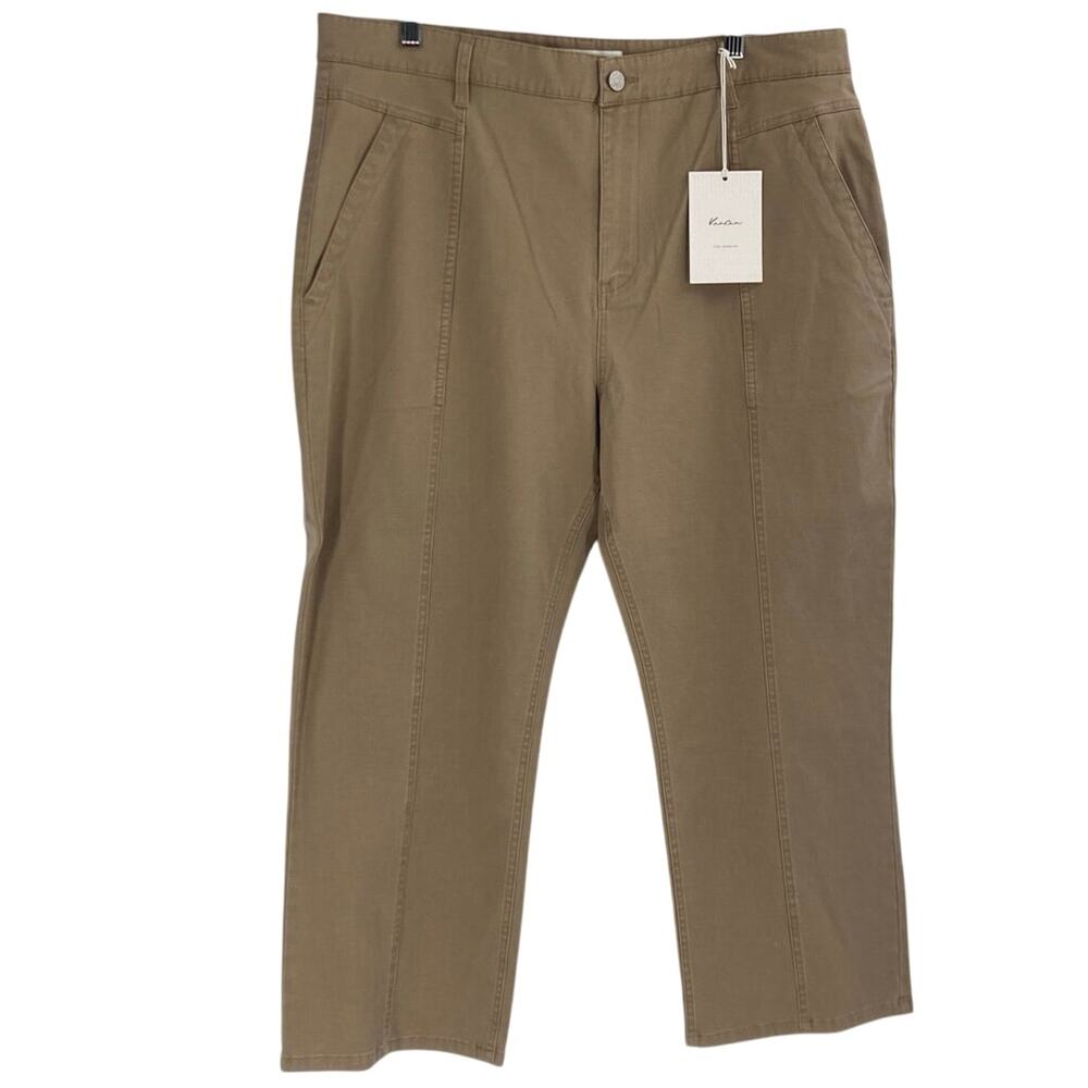 KanCan Wide Straight Leg Tan Khaki Pleated Jeans Women’s Size 14 NEW Casual Work